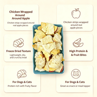 Friandise Protéinée Lyophilisée de Poulet Enveloppé d'Épluche de Pomme pour Chats Aïeux au Goût et Chiens de Petite Race – Complément Alimentaire
