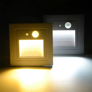 1w 3w led step <span class=keywords><strong>light</strong></span> applique murale extérieure encastrée capteur d'escalier chemin sécurité step coin lampadaire
