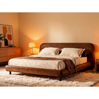 Lit capitonné de luxe en tissu, style minimaliste, avec large tête de lit, pour chambre de villa moderne, Grands Furniture Espagne