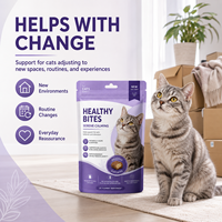 Friandises calmantes pour chats formulées par des vétérinaires, à base de composants naturels, pour l'équilibre émotionnel et le soutien comportemental des félins, 42 unités