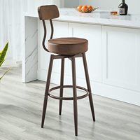 Tabourets de bar bruns tabouret de comptoir de cuisine pivotant tabouret de bar rond dos nu industriel avec coussin chaise de bar ronde avec pieds en métal