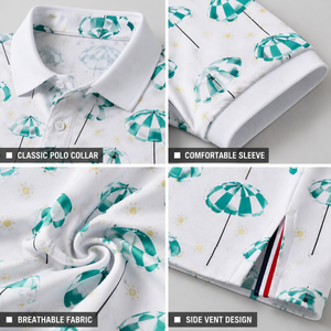 Polo de Golf Personalizado Premium para Hombre con Estampado Playero, Ropa de Resort de Marca Privada con Tecnología de Absorción de Humedad, OEM - Product Image 3