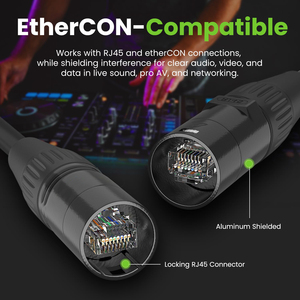 Câble Ethercon CAT6 FTP blindé HOTION 26AWG étanche pour extérieur, compatible RJ45 EtherCON pour studios, scènes et concerts - Product Image 4