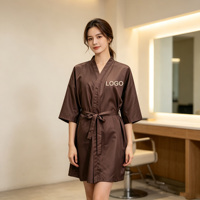 Cape de coiffure imperméable marron chocolat pour client de salon, avec logo personnalisé, faible MOQ
