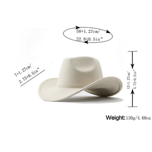 Chapeau de <span class=keywords><strong>cowboy</strong></span> en feutre et polyester à large bord, style Cattleman, avec logo personnalisé, OEM, unisexe, pour la <span class=keywords><strong>musique</strong></span> <span class=keywords><strong>country</strong></span>, les rodeos et les fêtes en extérieur - Product Image 3