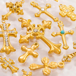 SUMMLY tren grosir Premium merasa halus DIY liontin salib 18K berlapis emas Stainless Steel aksesoris Fashion perhiasan - Product Image 3