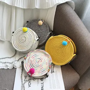 Dễ Thương Shell Girls Straw Handmade Macrame Túi Tote Mẫu Thiết Kế