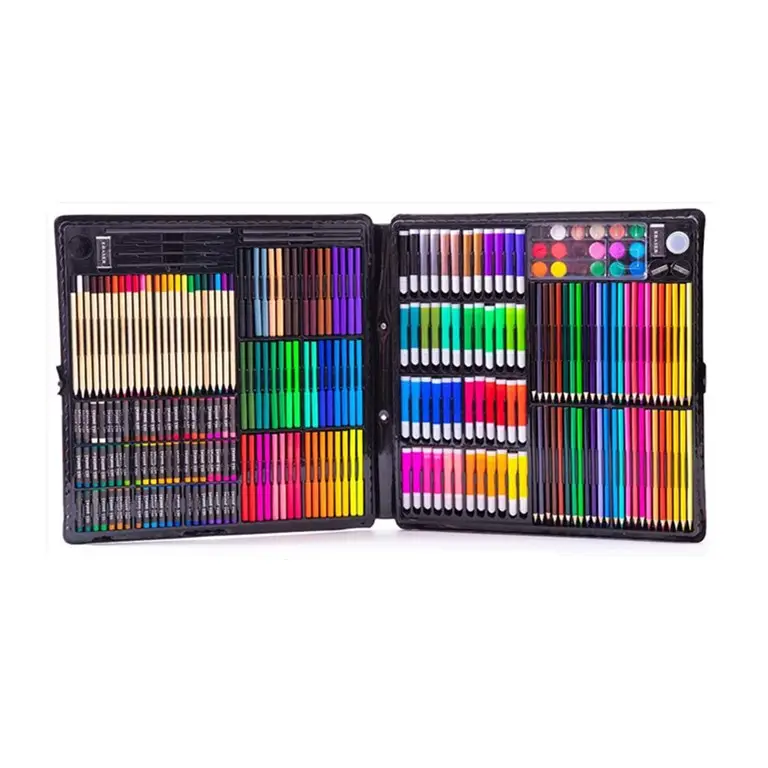 258 pcs Set di arte a doppia faccia Kit di pittura e disegno portatile per bambini con pastelli ad olio pastelli matite colorate pennarelli pennello