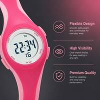Montre numérique pour filles et garçons, vente en gros, logo personnalisé, deux tons, rose, bracelet intégré doux, cadran blanc circulaire