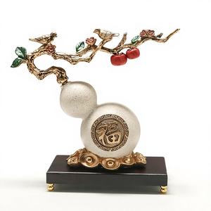 Adorno de Calabaza Esculpido en Resina Epoxi, Decoración para Sala de Estar o Vinoteca, Amuleto de la Suerte Nafu Feng Shui, Estilo Chino Moderno, Cinco Bendiciones - Product Image 1