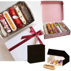 Free Sample Food Grade Baking Takeout Cardboard Package Packaging Pastry Cake Boxes For Eclair Waffle Macaron