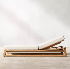Sillas de Piscina Fáciles de Limpiar, Tumbonas, Chaise Longue de Teca, Muebles de Exterior con Cojín - Product Image 2