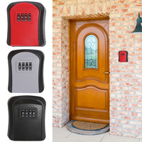 Boîte à clés murale AJF avec serrure à code à 4 chiffres et plateau à clés pour clés de maison, utilisation intérieure/extérieure, options multicolores