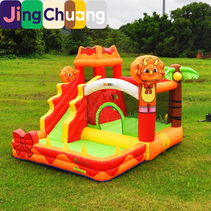 JingChuang Castillo Volcánico: Trampolín Infantil Pequeño, Muro de Escalada, Tobogán Interior, Cama Elástica, Castillo de Juegos Doméstico - Product Image 1