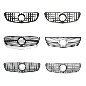 ABS Front Upper Bumper Grill Car For Mercedes Benz V260 W447 ABS Front GT Grille Silver Black 2014-2018