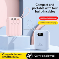 Batterie externe légère 20000 mAh avec 4 câbles intégrés, charge rapide PD 22,5 W, écran LED, mini chargeur portable pour les voyages et les activités de plein air