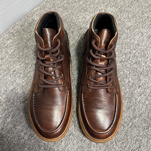 Botas Martin para Hombre, de Cuero Genuino, Punta Redonda, Tacón Medio, Suela Suave, Estilo Retro, Hechas a Mano, Color Marrón Oscuro, para Otoño e Invierno - Product Image 2