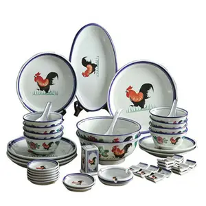 Conjunto de jantar de frango vintage, louças de melamina, conjuntos de louça, design de cerâmica, China