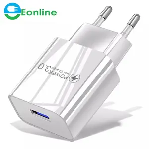 EONLINE 18W EU US Plug USB Power Portable Home Wall Travel Power Charging Adapter For iPhone 14 13 Samsung Quick Charge QC3.0