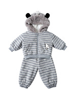 Ensemble de vêtements pour bébé garçon et fille, sweat-shirt à capuche rayé épais et chaud pour l'hiver, pantalon, tenue en deux pièces
