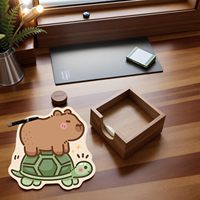 Tapis de Souris Antidérapant en Caoutchouc avec Motif Animalier Capybara Chevauchant une Tortue, Style Kawaii pour Gaming, Bureau, PC, Ordinateur Portable, Vente en Gros OEM