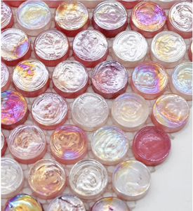 Màu đỏ và màu hồng Penny vòng tròn hình tròn men Gạch <span class=keywords><strong>Mosaic</strong></span> Thủy tinh cho tường và sàn trang trí - Product Image 2