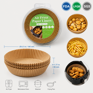 Factory Direct Silicone Coated Round Air Fryer Paper <strong>Liners</strong> 6 Inch 16*4.5cm 38gsm FDA LFGB Certified, OEM/ODM, Bulk Wholesale - Product Image 1