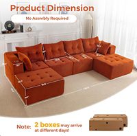 COSTFULL Modernes Luxus-Modulsofa, Verstellbares L-förmiges Ecksofa mit Kissenrücken, Cordstoff, Vakuumkomprimiert