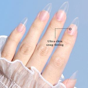 Ongles courts givrés effet stiletto, couvrance totale, transparents, marque privée, 12 tailles, emballage personnalisé - Product Image 6