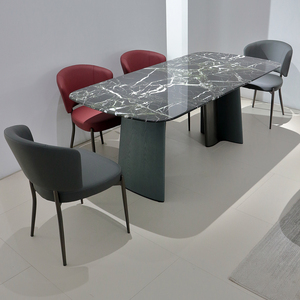 Ensemble table à manger en marbre noir <span class=keywords><strong>rose</strong></span> de style minimaliste pour salle à manger d'hôtel et de restaurant à l'italienne - Product Image 1