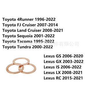 แหวนรองทองแดง 90430-24017 สำหรับปะเก็นจุกระบายน้ำมันเกียร์โตโยต้า เล็กซัส เส้นผ่านศูนย์กลางภายใน 0.94 นิ้ว เส้นผ่านศูนย์กลางภายนอก 1.26 นิ้ว - Product Image 3
