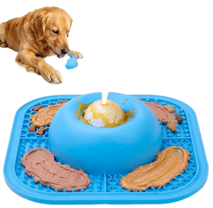 Modern 2-Piece Slow Feeder Dog Bowls Lick <b>Mat</b> Interactive Liquid Thick Treats Enrichment Toys for Small/Medium Dogs & <b>Cats</b> - Product Image 3