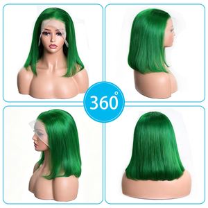 Perruque Bob Courte Verte Transparente en Cheveux Humains Vietnamiens Remy 100% Naturels, Sans Colle, Couleurs Personnalisables, Luxueuse, Vente en Gros - Product Image 2
