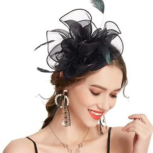 Adornos para el cabello de gasa de red para novia, <span class=keywords><strong>tocados</strong></span> de plumas de Jockey Club, sombrero de Derby de Kentucky, sombreros de boda para iglesia, tocado de fiesta para mujer - Product Image 5