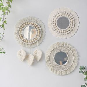 Specchi <span class=keywords><strong>Macrame</strong></span> nordici fatti a mano Boho grande specchio rotondo appeso a <span class=keywords><strong>parete</strong></span> trucco <span class=keywords><strong>Macrame</strong></span> decorativo Chic Home Room Decor Luxury - Product Image 3