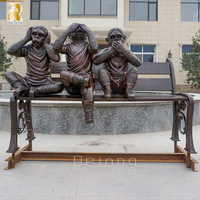 Escultura de Mono de Bronce de Tamaño Real MILY, Decoración Fundida en Cobre y Latón