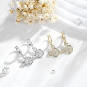 مجوهرات أنيقة لطيفة تصميم ميكي ماوس 14 قيراط مطلية بالذهب الزركون بسعر الجملة - Product Image 1