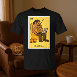 T-shirt Sleepy Grandpa Spanish Mexican Bingo pour grand-mère El Abuelo Card Design - Product Image 3