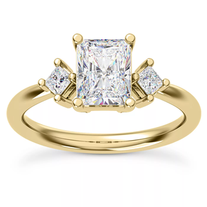 SGARIT HK100 Custom Three Stone Unisex Engagement <b>Ring</b> Solid 18K White Gold Six Prong Radiant Cut Lab Diamond Princess Side - Product Image 3