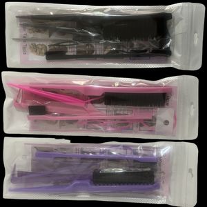 5 pièces beauté style <span class=keywords><strong>brosse</strong></span> Salon coiffure peigne ensemble taquineries <span class=keywords><strong>brosse</strong></span> à cheveux queue de rat peigne bord <span class=keywords><strong>brosse</strong></span> tresse outil <span class=keywords><strong>boucle</strong></span> - Product Image 5