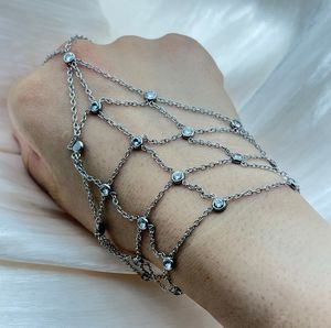 Commercio all'ingrosso di alta qualità bracciale a catena con zircone per donna gioielli regalo in acciaio inox Sahmeran catena a mano braccialetto schiavo - Product Image 2