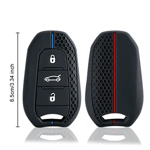 Housse de clé en silicone, porte-clés pour voiture, compatible avec Peugeot 3008 307 308 207 208 407 508 <span class=keywords><strong>206</strong></span> 2008 301 5008, compatible avec Citroën C2 C3 C4 C5 - Product Image 6