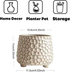 Maceta Rústica de Cerámica Esmaltada de 4 Pulgadas con Orificio de Drenaje, Duradera y Ecológica para Suculentas y Cactus, Estilo Rústico para Interiores/Exteriores - Product Image 2