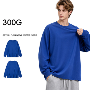 เสื้อยืดสตรีทแวร์ผ้าฝ้ายระบายอากาศได้ดี คุณภาพสูง 300GSM เนื้อหนา ทรงโอเวอร์ไซส์ สกรีนลายได้ตามต้องการ เสื้อยืดแขนยาวสำหรับผู้ชาย - Product Image 4
