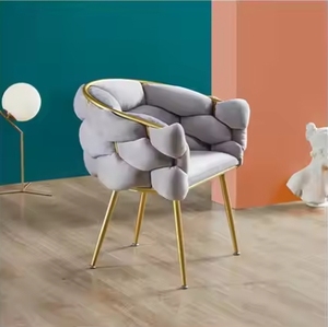 Chaise de salle à manger rembourrée en velours vintage Hotel Restaurant Chaise en tissu de velours pour le salon - Product Image 4