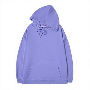 Sudadera con Capucha Morada Estilo Urbano, Holgada, con Bolsillos y Cuello Redondo para Uso Casual - Product Image 2