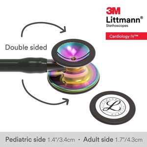 Estetoscopio de diagnóstico <span class=keywords><strong>Littmann</strong></span> <span class=keywords><strong>Cardiology</strong></span> IV, estetoscopio con acabado arcoíris de alto pulido, vástago de humo de Tubo negro, 3M, 6240 - Product Image 3