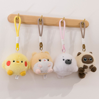 Balle de décompression en peluche ultra douce et moelleuse avec texture duveteuse, mignon petit animal porte-clés, coffret cadeau personnalisé
