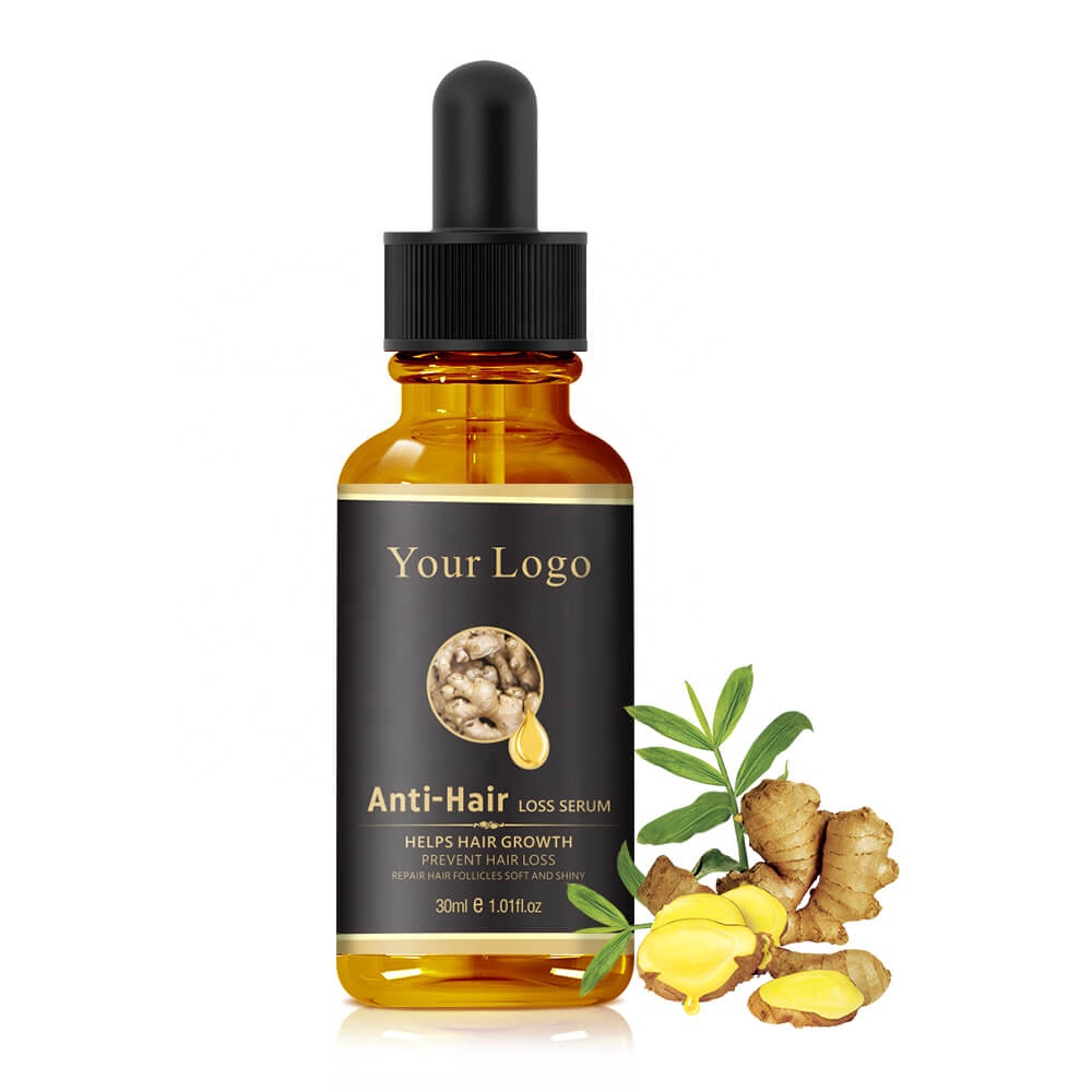 Custom Logo Hair Growth Serum Men Hair Regrowth Treatment Scalp Care Oils Natural Ginger Essential Oil Fast Hair Growing Cream