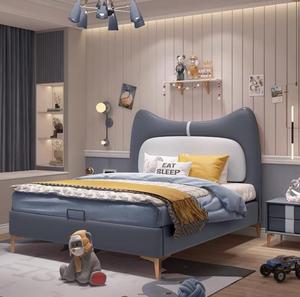 현대 아이들 침실 가구 소년 사랑스러운 두 배 아이 침대 침실 가구 고정되는 요람 아이 자는 가죽 단 하나 침대 - Product Image 1